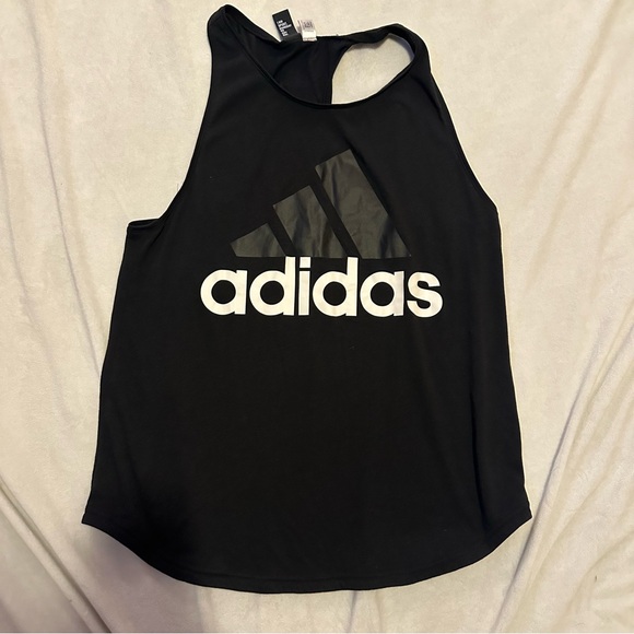 adidas Tops - Adidas Logo Black Racerback Tank Top – Size L